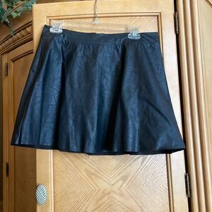 Whimsey black faux leather flare skirt size large